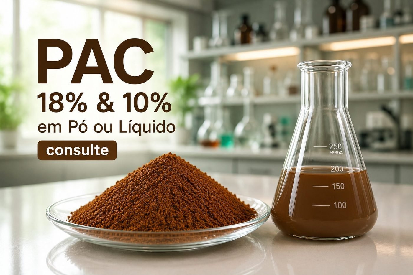 PAC 18% e 10% em pó ou líquido, coagulante para tratamento de água e efluentes — JCR Química